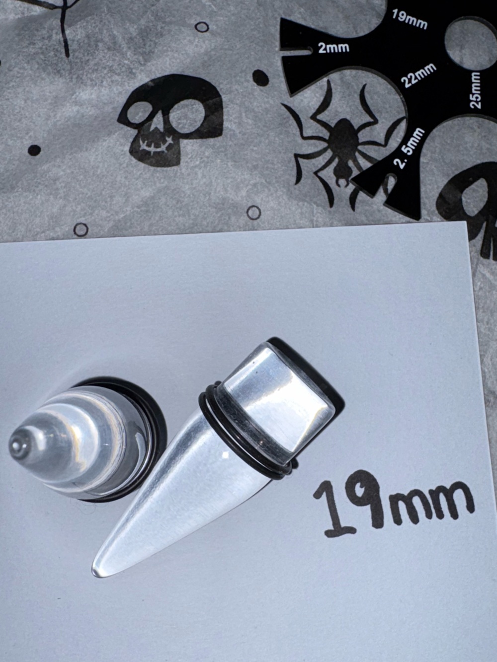 Clear Acrylic 19mm Ear Taper Stretching Plug - Black O-Ring